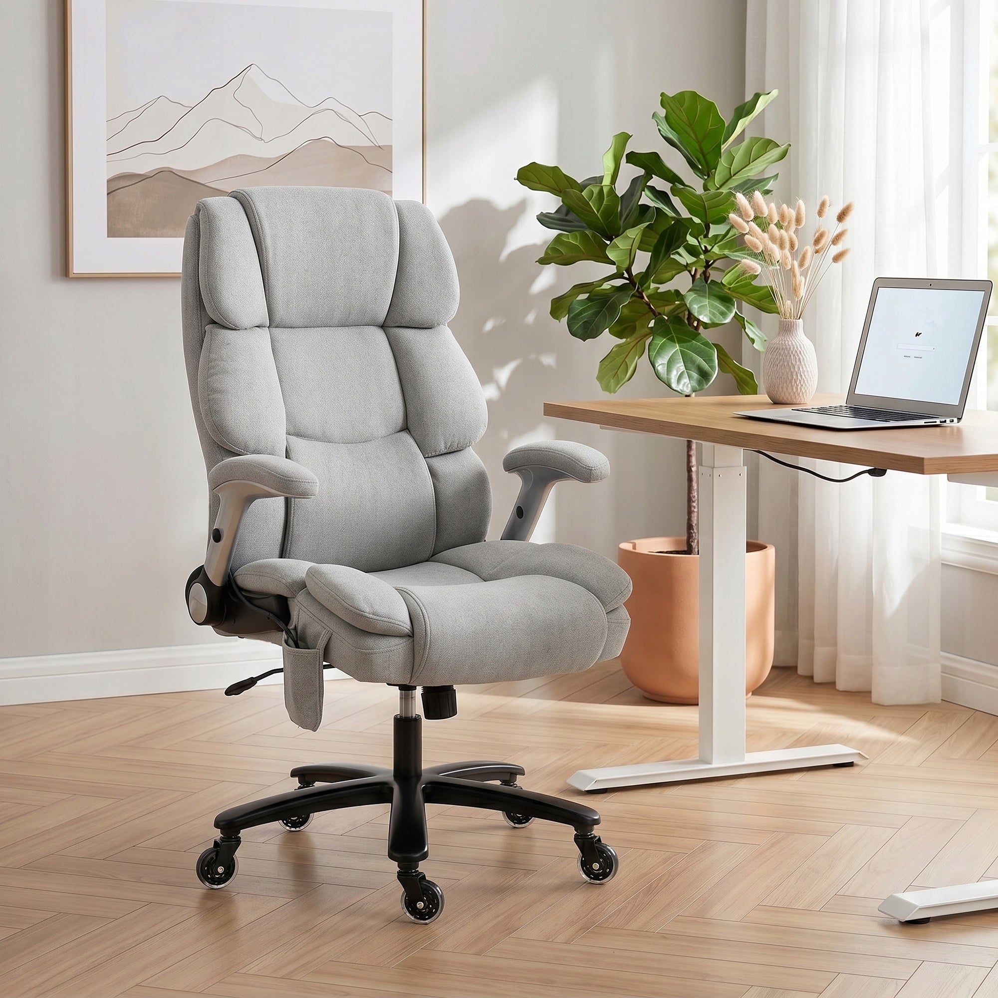 Office chair with lumbar cushion, wide seat, light grey Manufacturer code 921-985V01LG