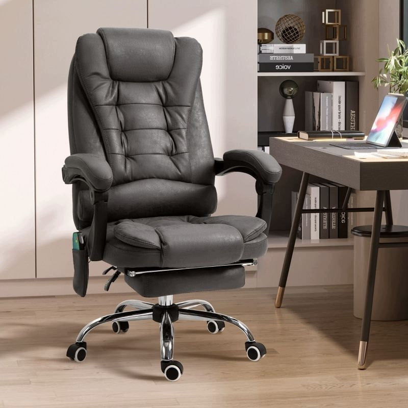 Office chair with massage and heating, footrest. Furniture depth 70 cm