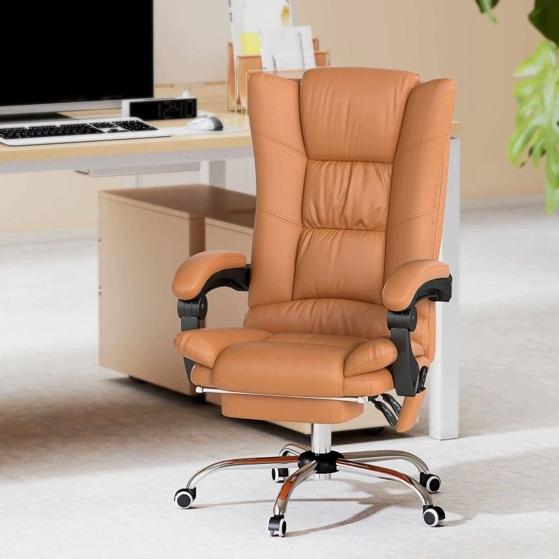 Office chair with massage and heating, light brown Furniture depth 70 cm