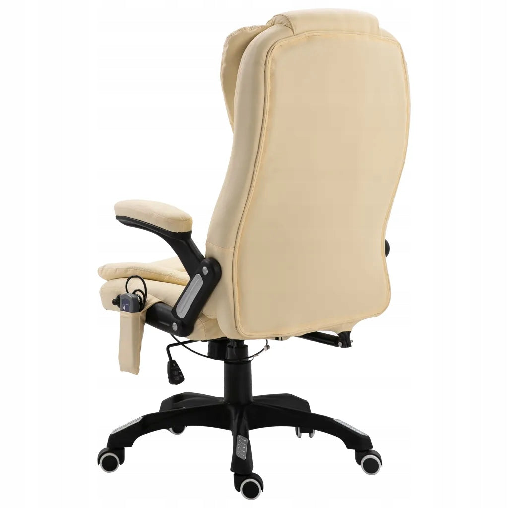 Office chair with massage, cream, faux leather Furniture depth 71 cm