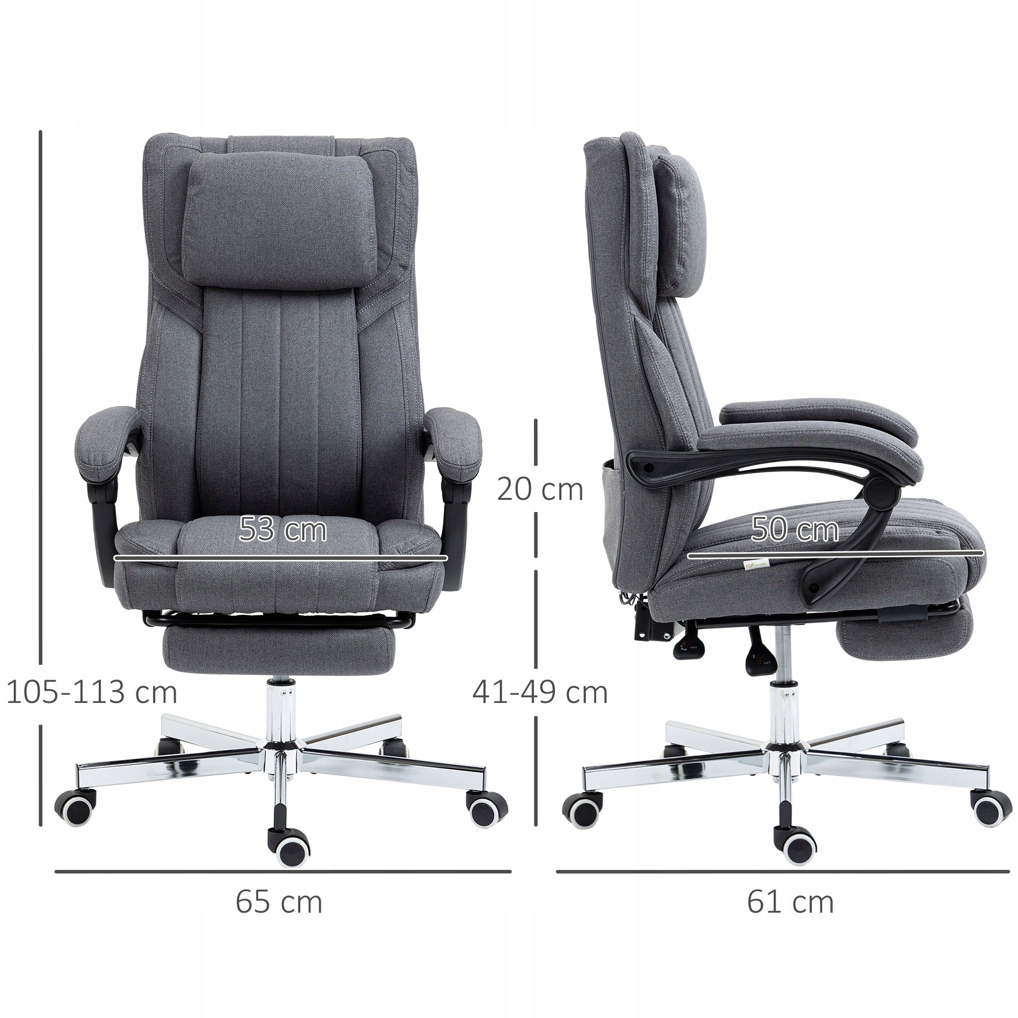 Office chair with massage, reclining function, grey Brand no brand
