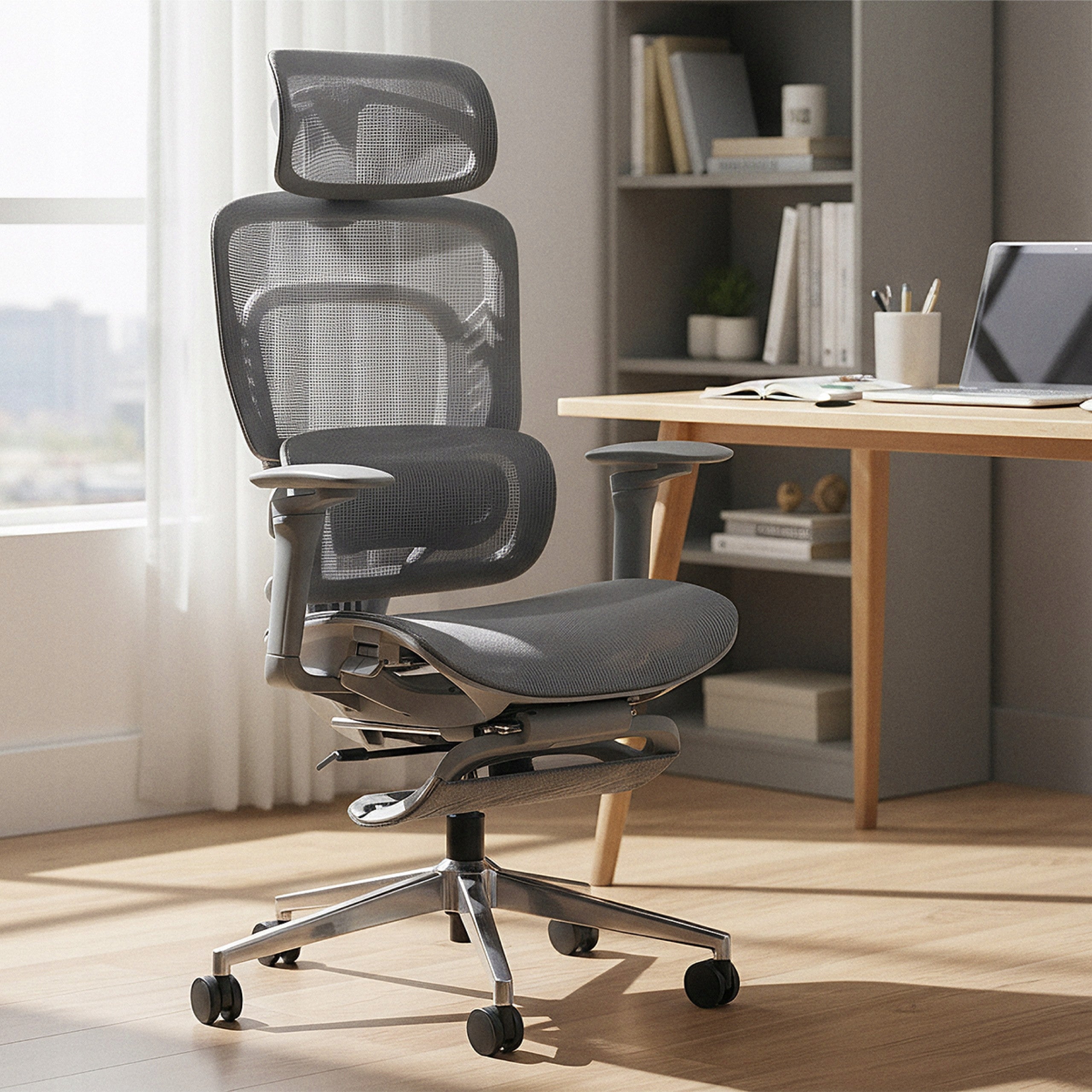 Office chair with massager MARK ADLER grey swivel ergonomic for desk Packaging status original