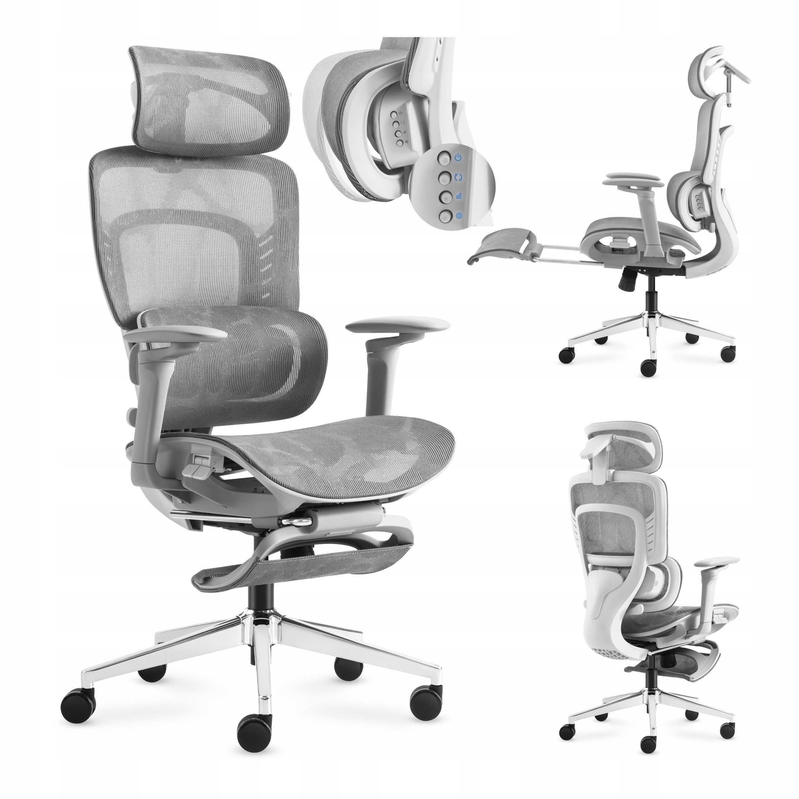 Office chair with massager MARK ADLER grey swivel ergonomic for desk
