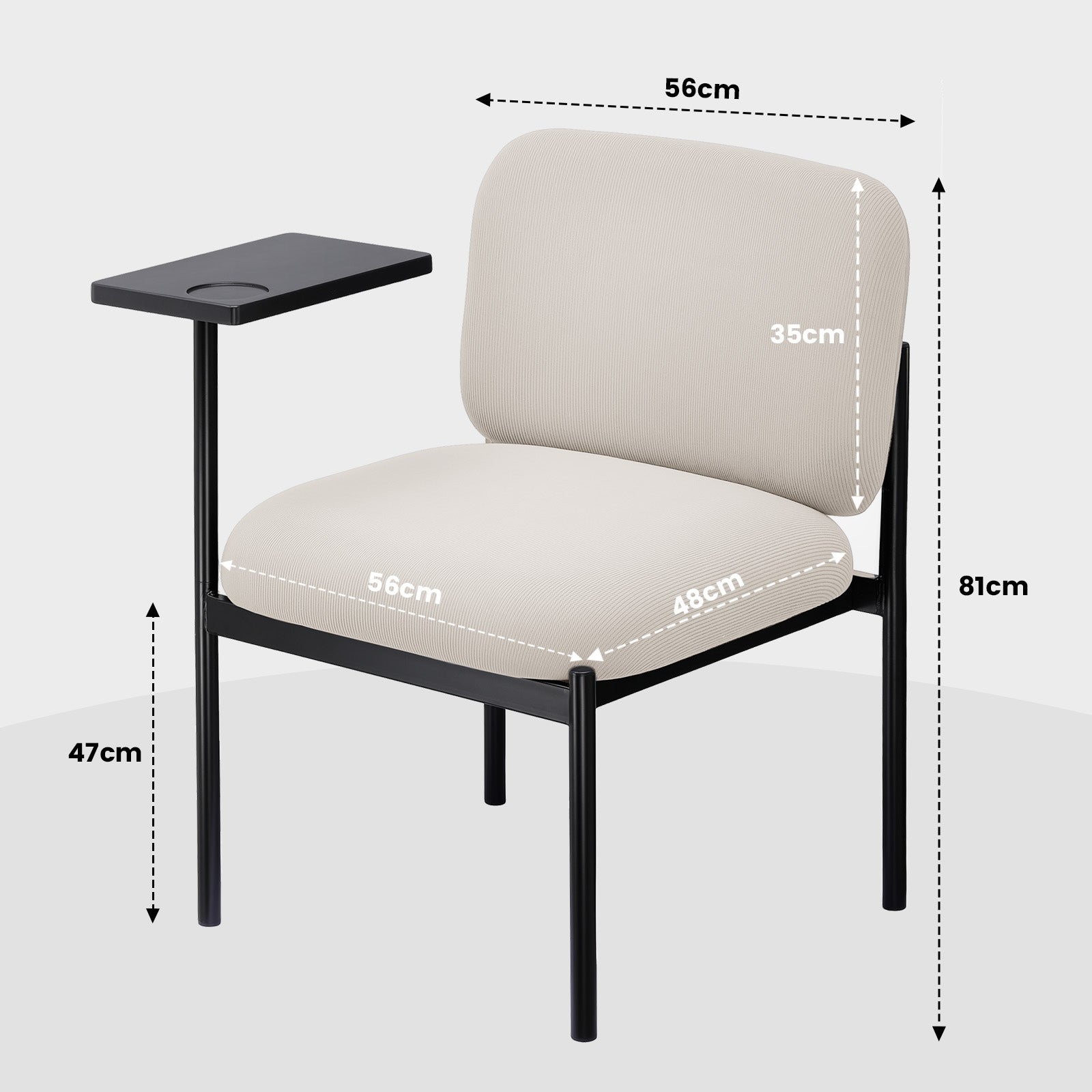 Office chair with small table, stylish design, Beige fabric EAN (GTIN) 4255764510777