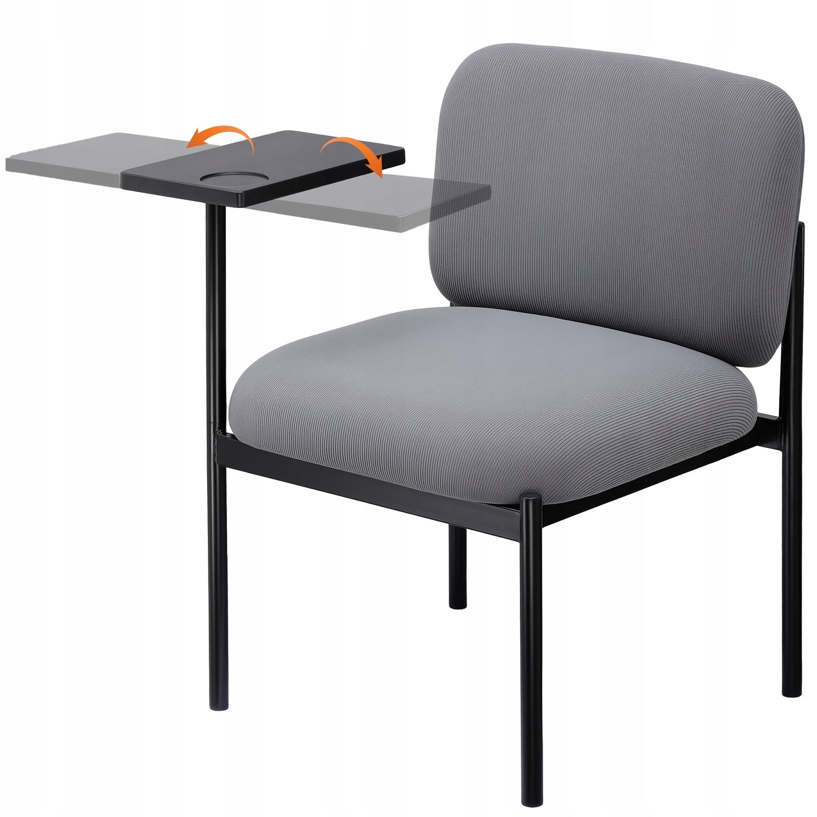 Office chair with small table, stylish design, Grey fabric