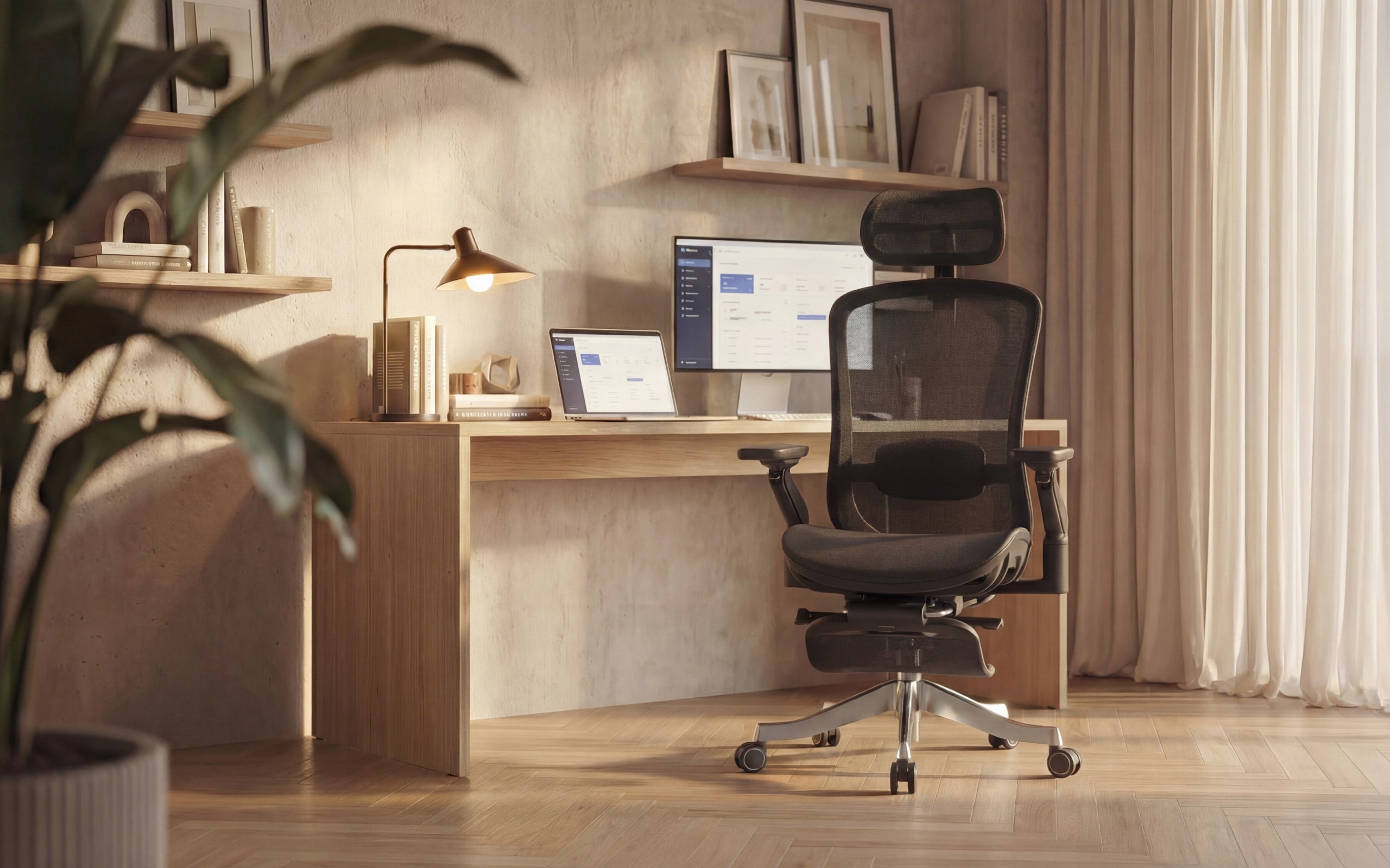 Office chair with swivel massage MARK ADLER black ergonomic + footrest Packaging status original