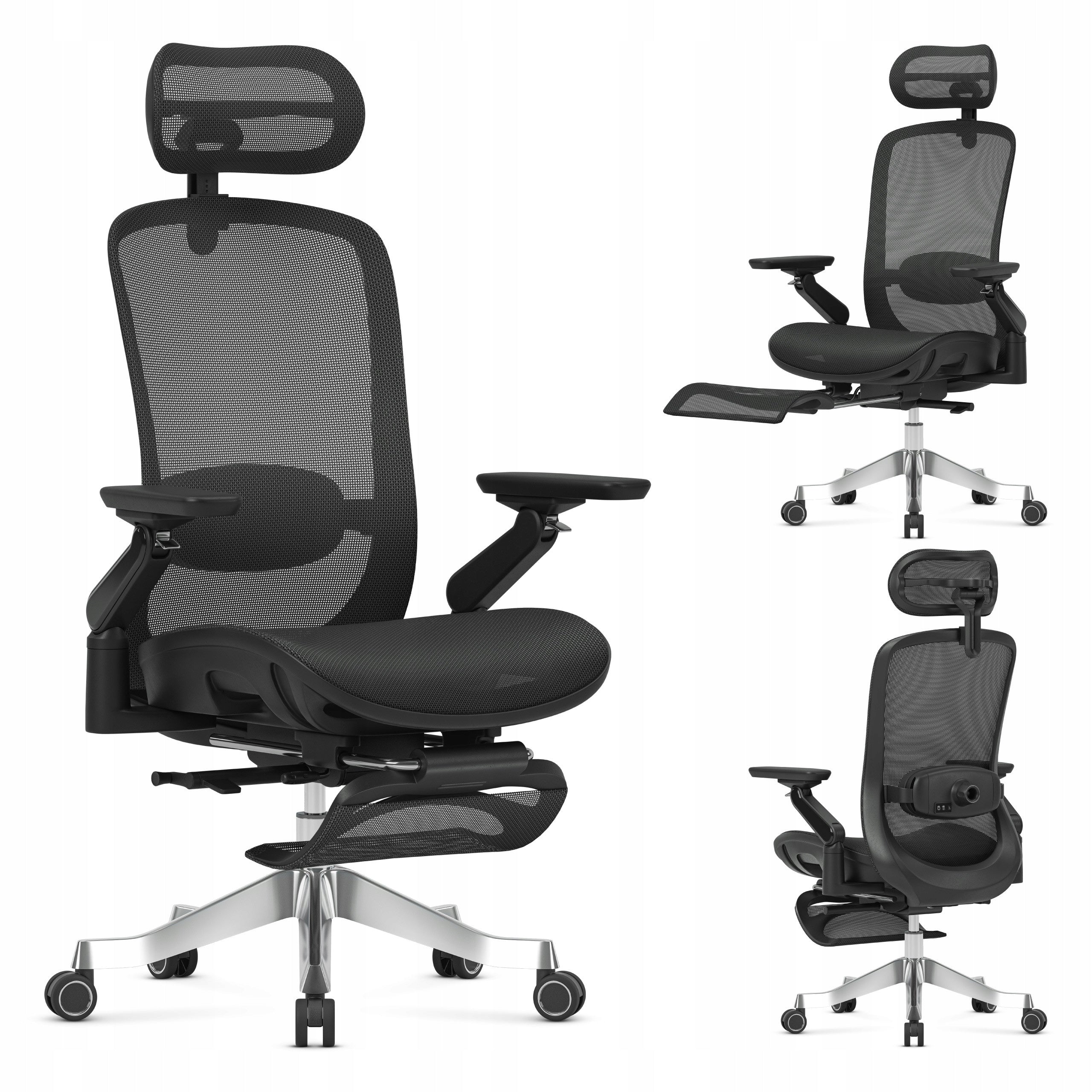 Office chair with swivel massage MARK ADLER black ergonomic + footrest