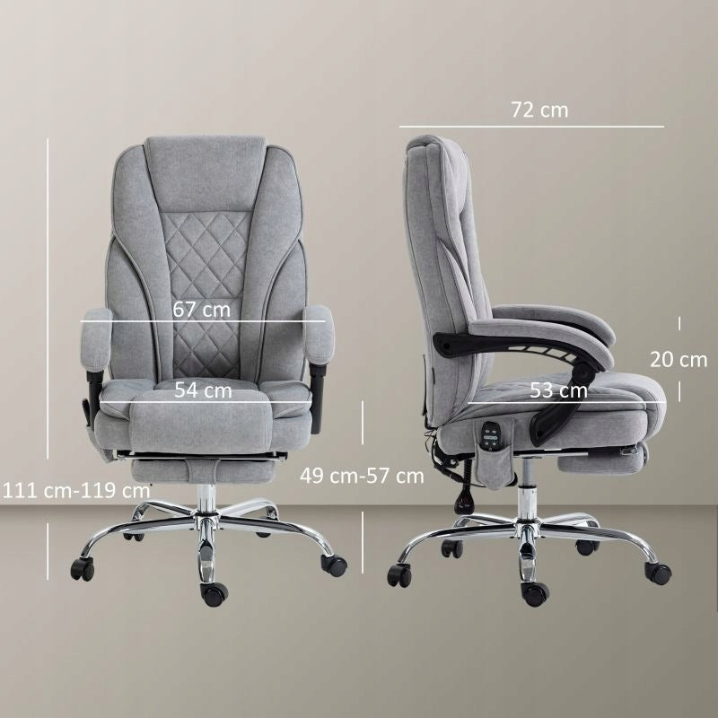 Office chair with vibration massage and heating grey polyester Furniture depth 67 cm