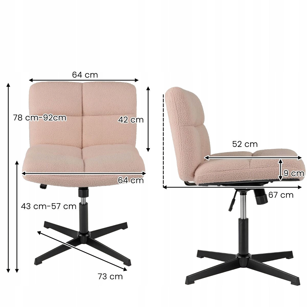 Office chair without armrests Height adjustable chair Medical device no