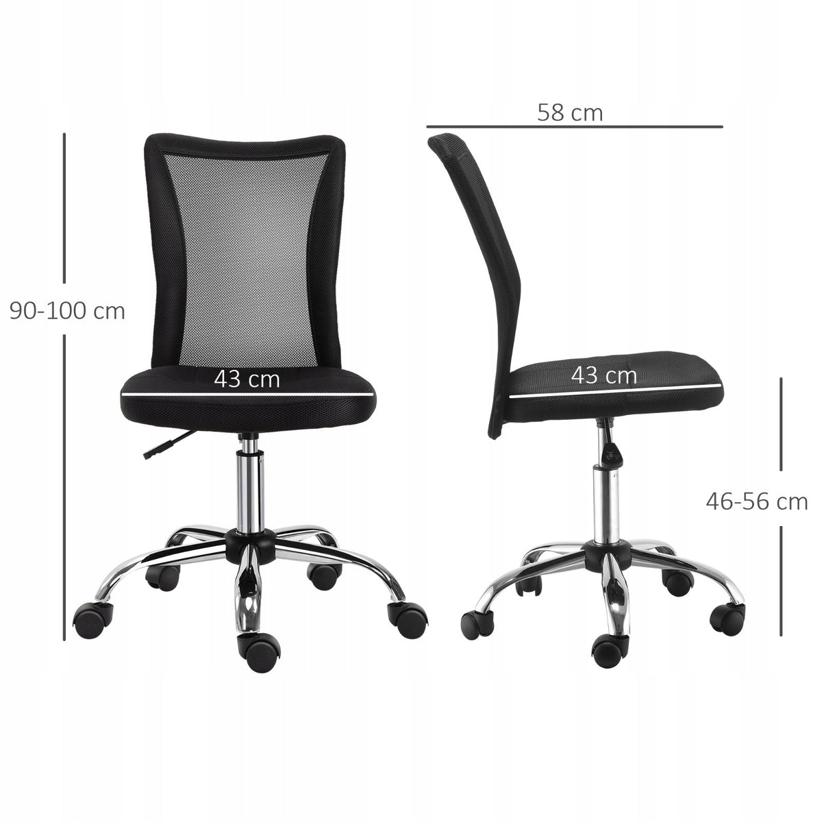 Office chair without armrests ergonomic black up to 100 kg Brand no brand