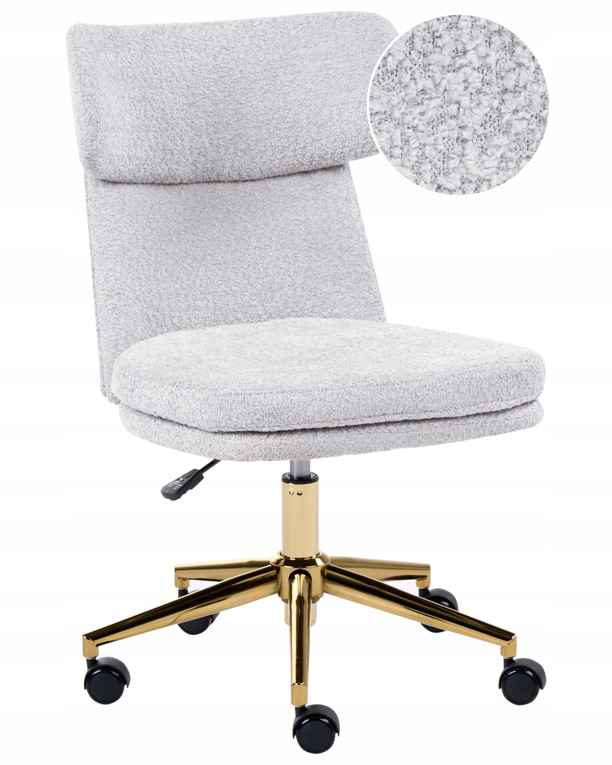 Office chair without armrests height adjustment boucle light gray