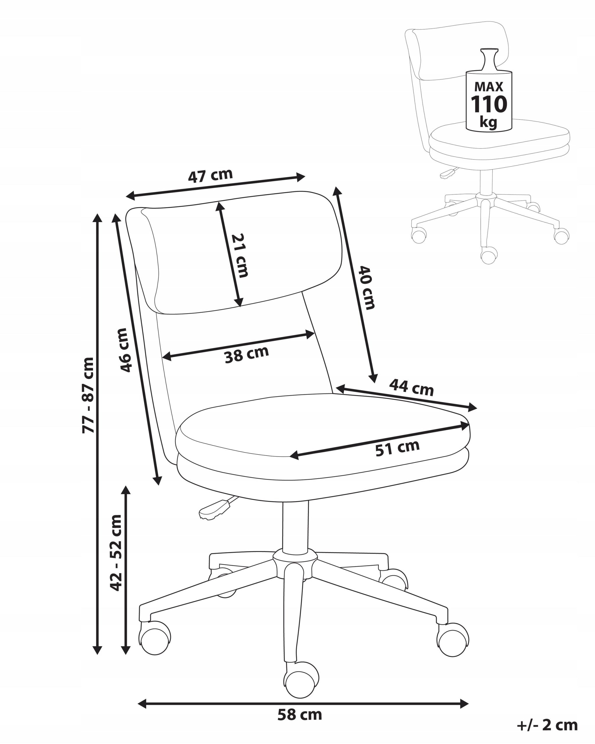 Office chair without armrests height adjustment broken white Medical device no