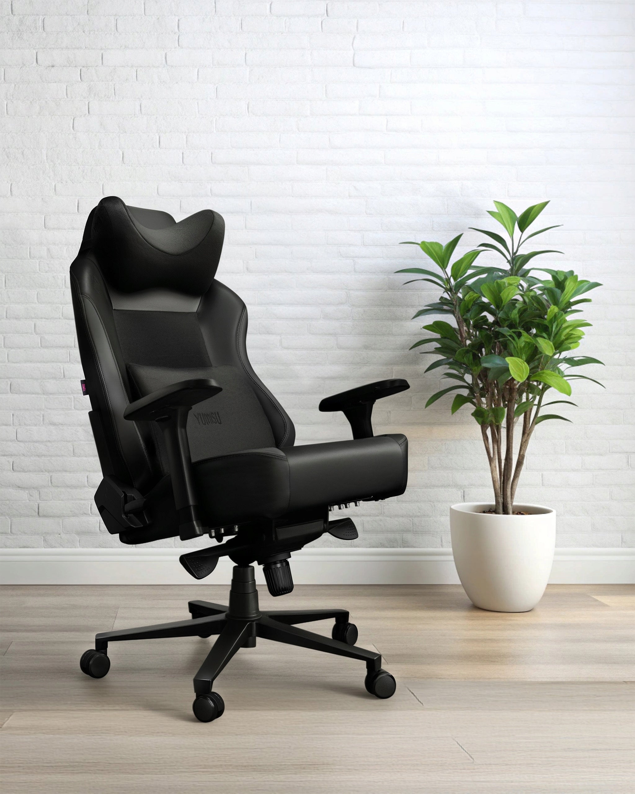 Office computer chair YUMISU 2051 black Suede fabric inserts Upholstery color black and gray