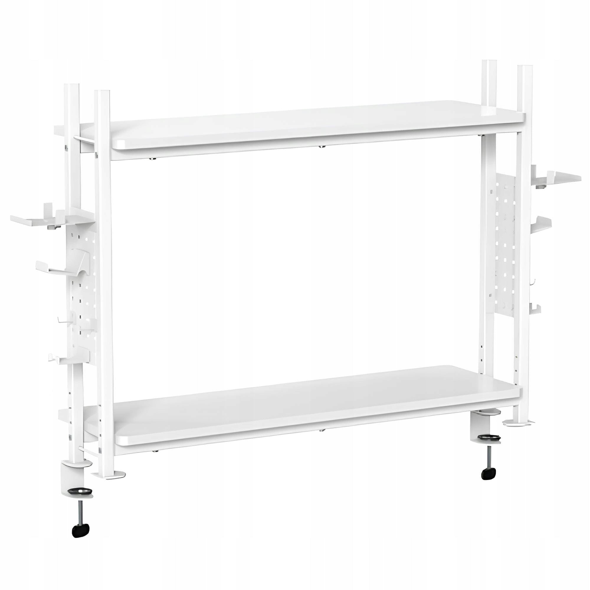 Office extension additional desk shelves without invasive mounting white