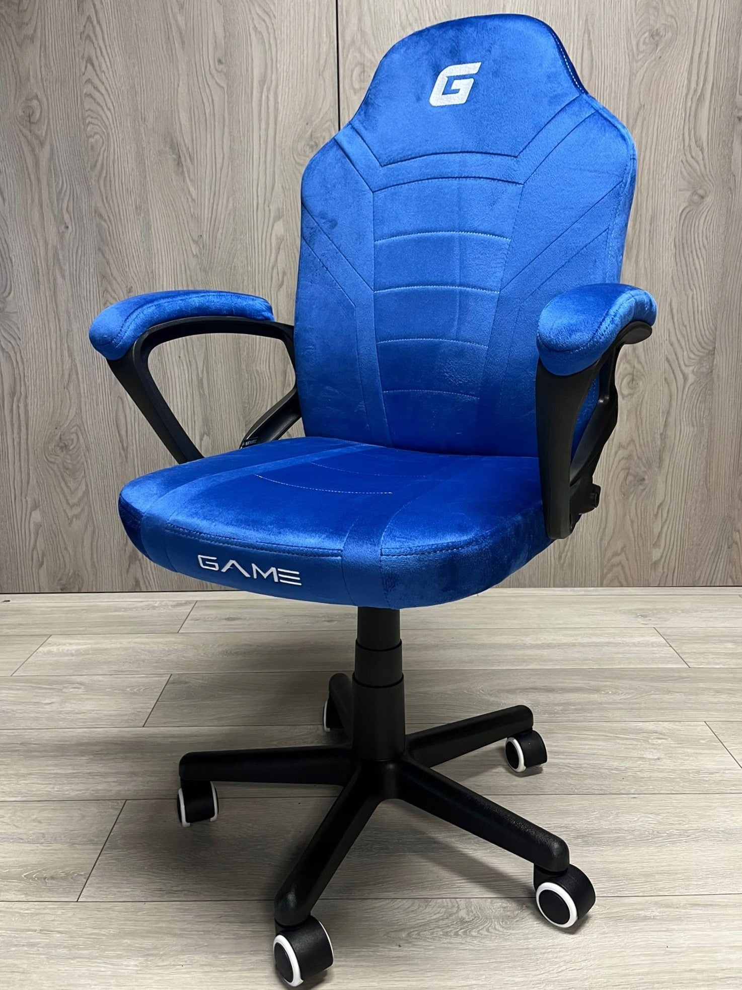 Office gaming swivel chair MARIO desk chair velour blue Furniture depth 43 cm