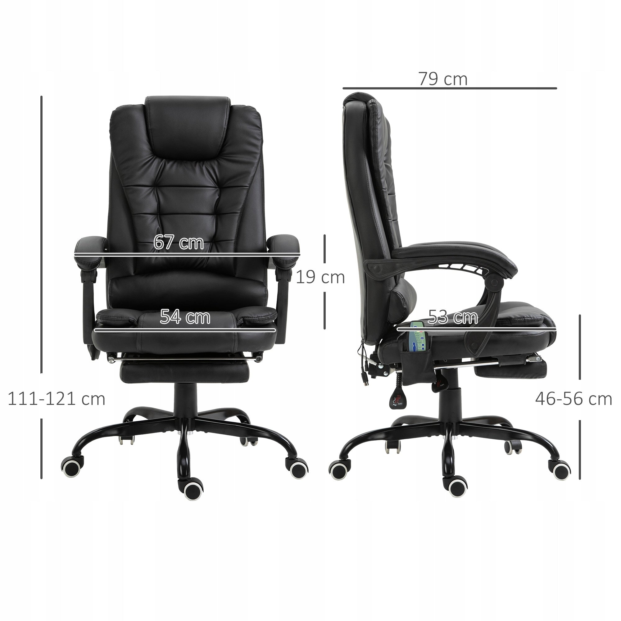 Office massage chair Vinsetto black 67 x 79 x 111-121 cm Brand Vinsetto