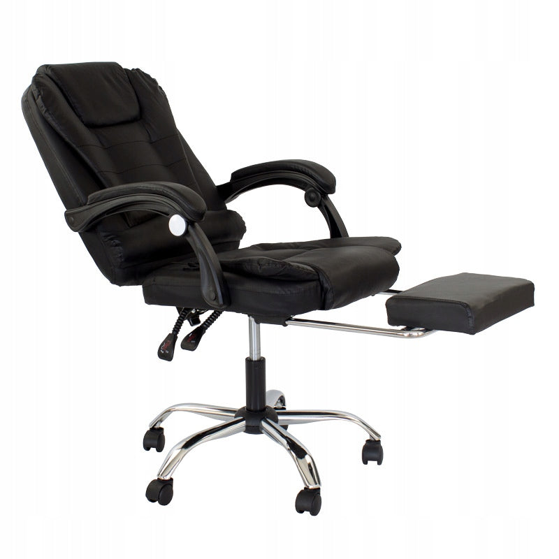 Office swivel chair BLACK with footrest Faux leather MASSAGE function LP200B Furniture depth 66 cm