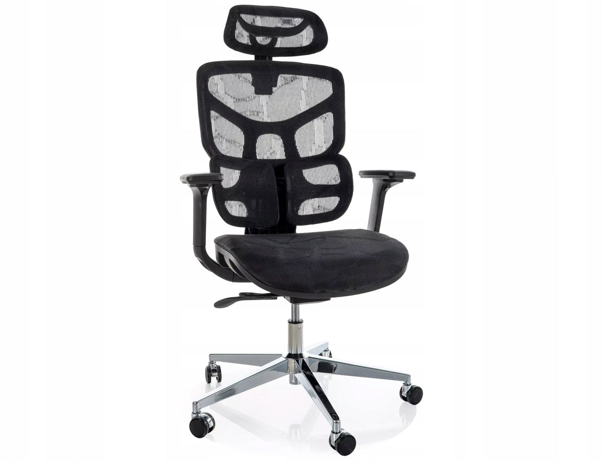 Office swivel chair EQ-1 ergonomic adjustable headrest mesh BLACK