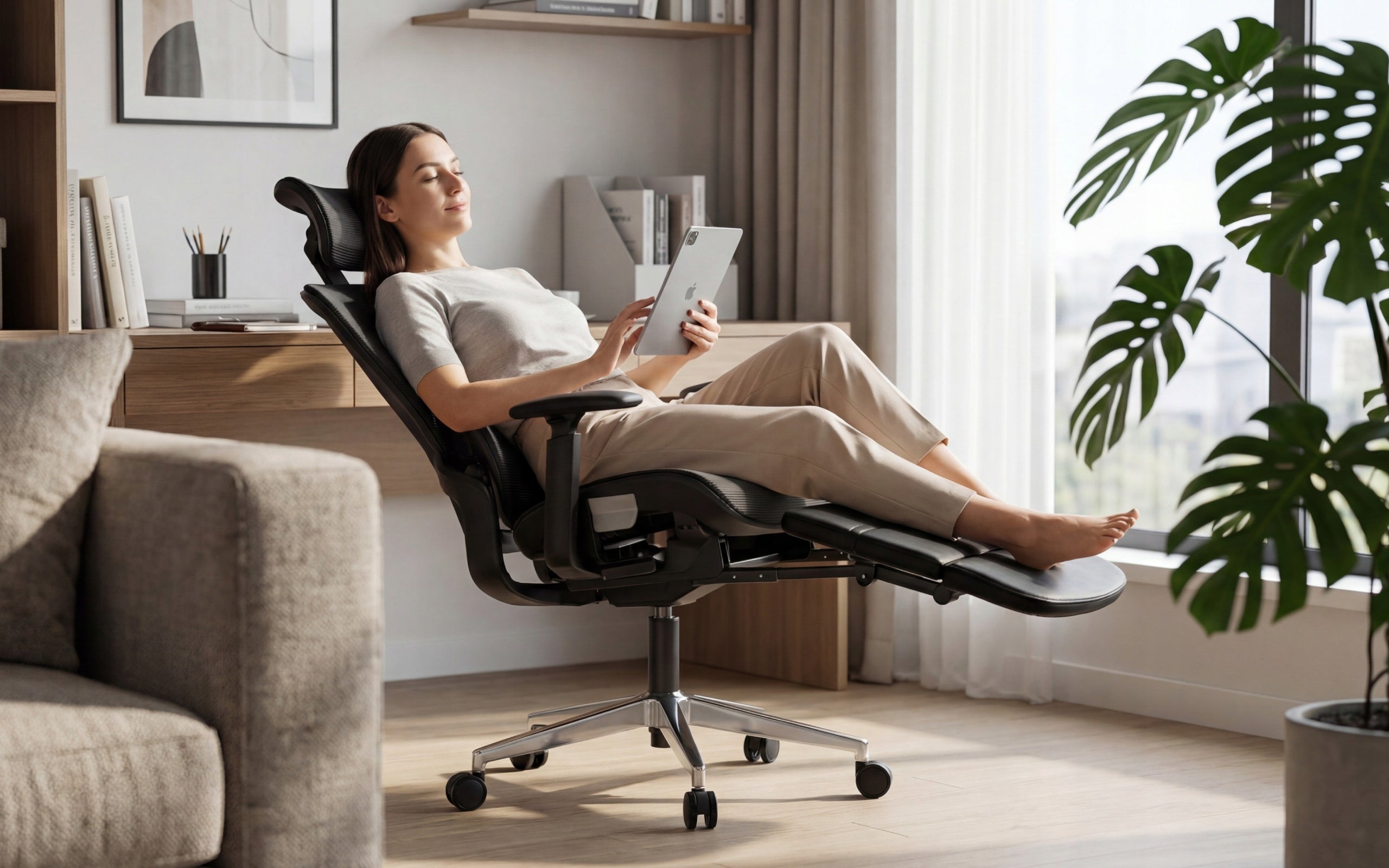 Office swivel chair MARK ADLER black ergonomic with footrest 130 kg Brand Markadler