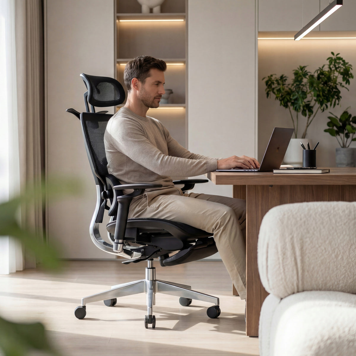 Office swivel chair MARK ADLER black ergonomic with footrest hanger Packaging status original
