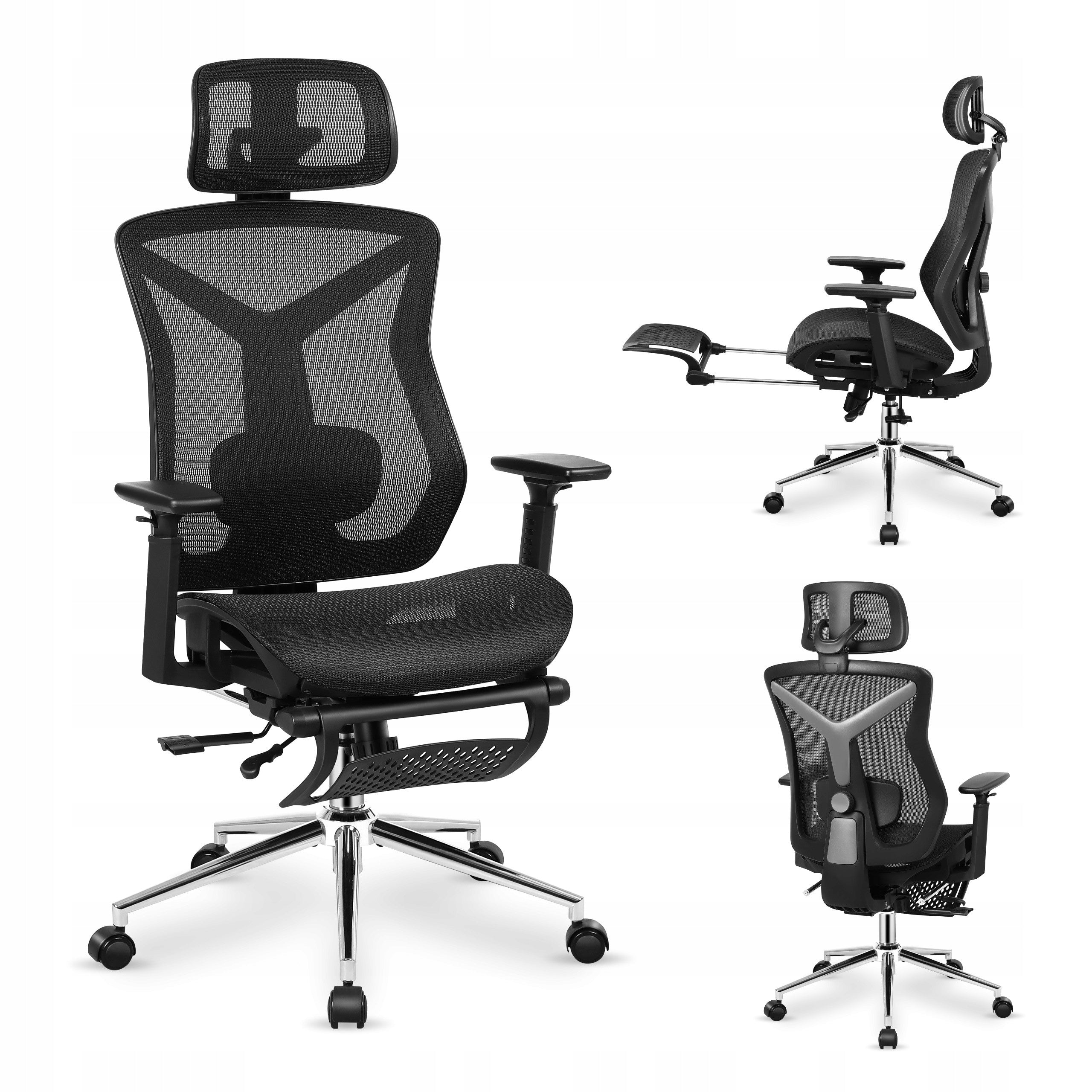 Office swivel chair MARK ADLER black ergonomic with footrest up to 130kg