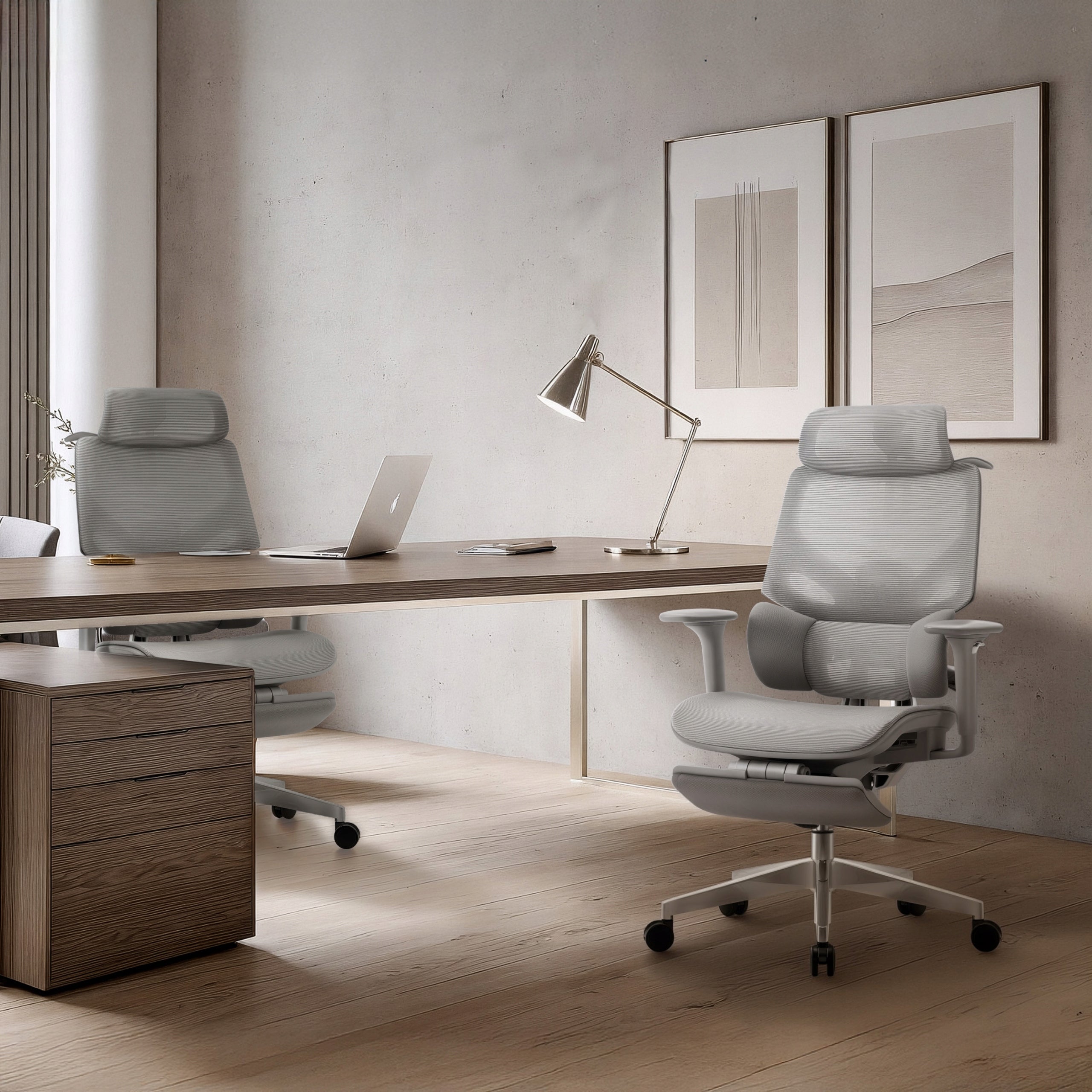 Office swivel chair MARK ADLER grey ergonomic with footrest hanger Packaging status original