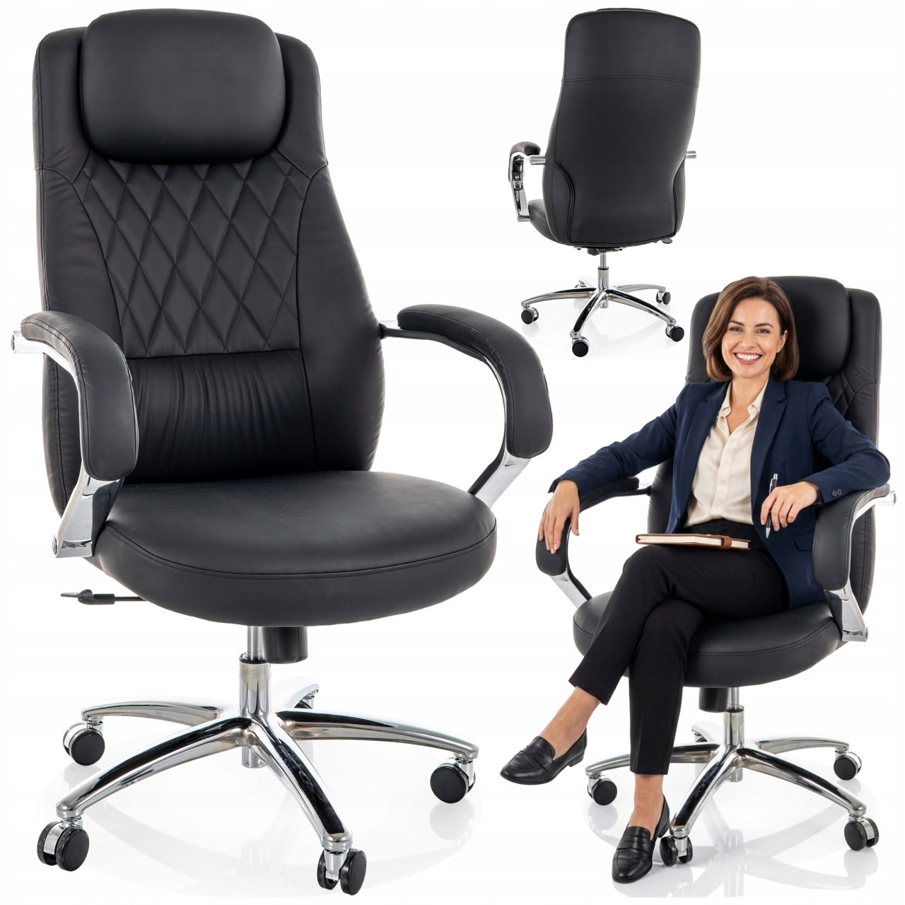 Office swivel chair Q-07 office chair multiblock faux leather black