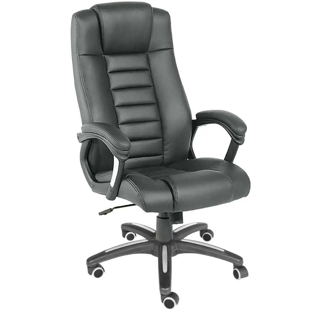 Office swivel chair TecTake black, faux leather, rocking 120 kg