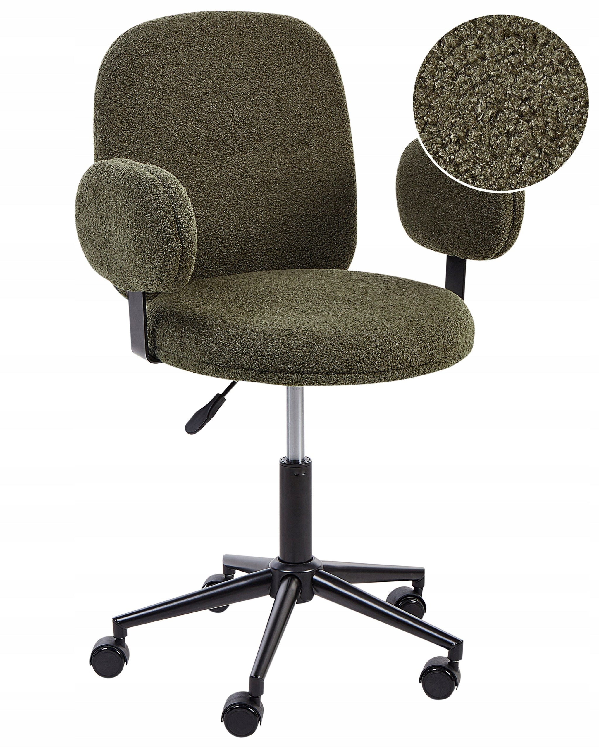 Office swivel chair boucle dark green