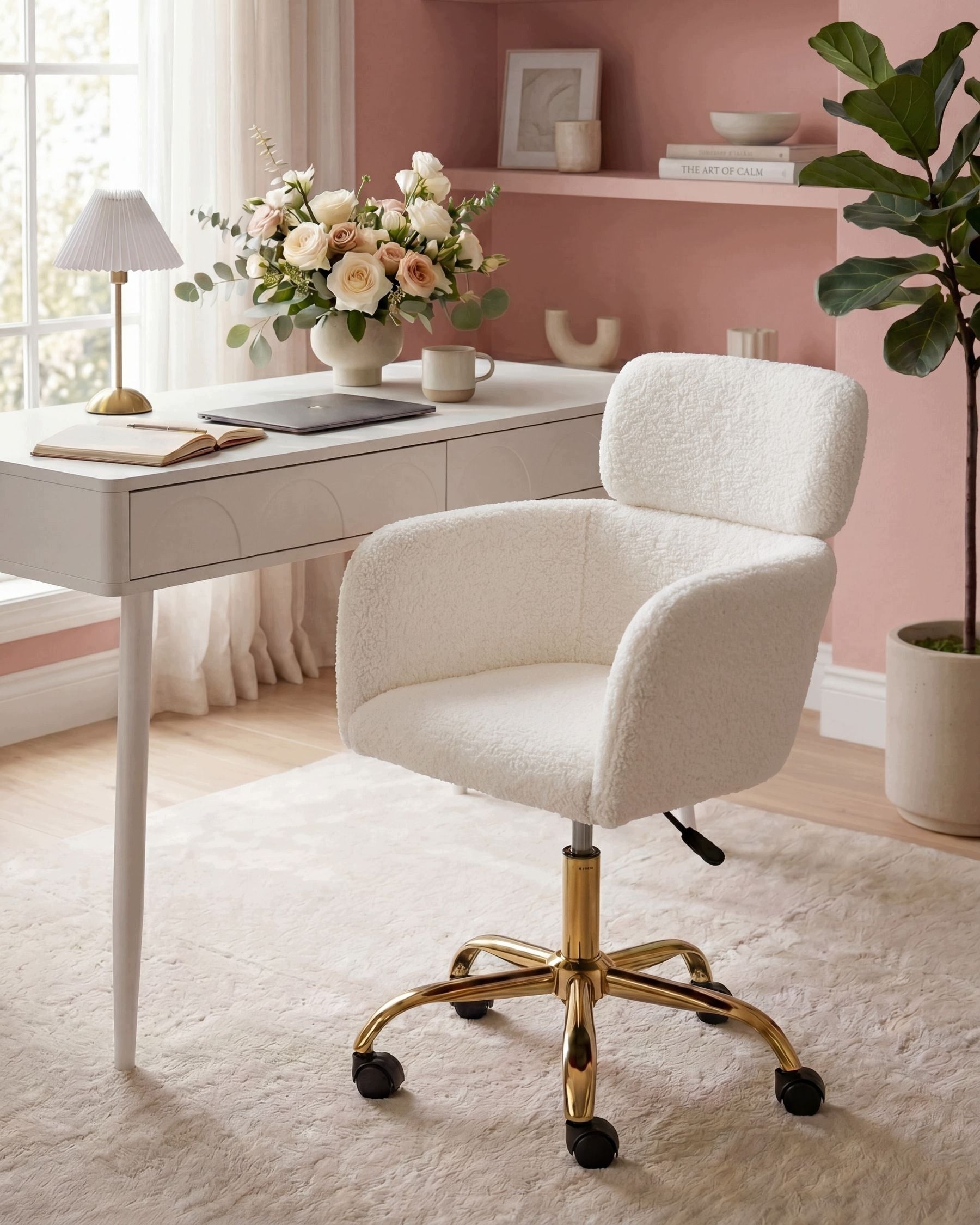 Office swivel chair boucle white Packaging status original
