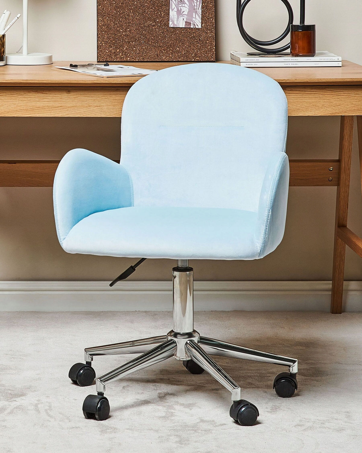 Office swivel chair velour light blue Packaging status original