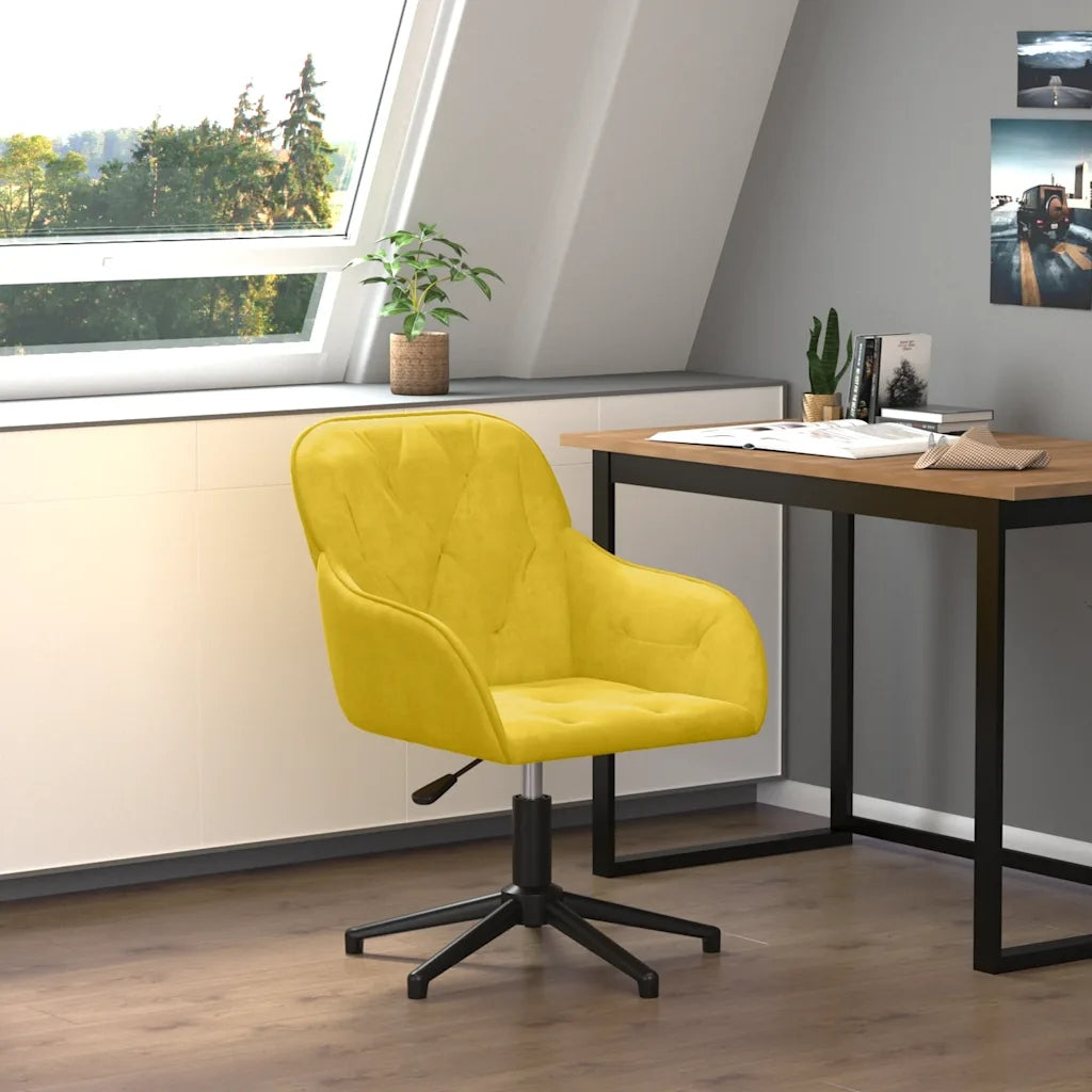 Office swivel chair yellow velvet 56 x 61,5 x (72-80) cm Packaging status original