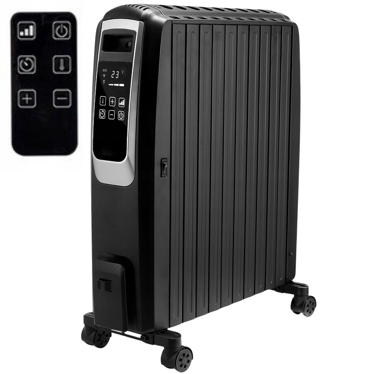 Oil Heater Energy Efficient 10 Ribs 3 Power Timer 2500 W Black