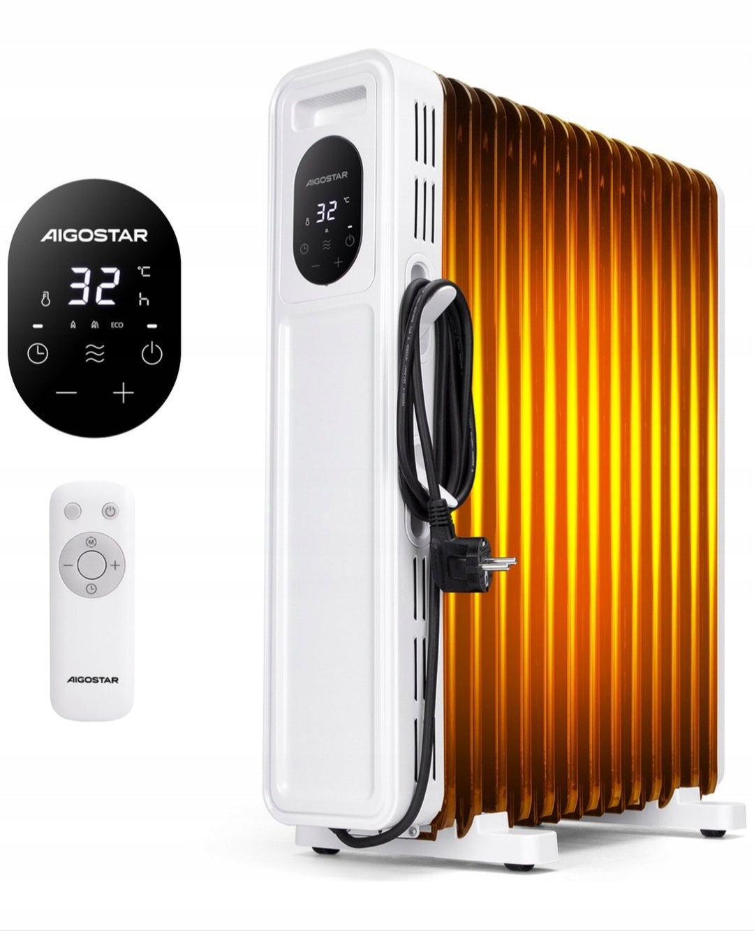 Oil Heater with Remote Control LED Panel, 11 Ribs White #1002 EAN (GTIN) 8433325385507