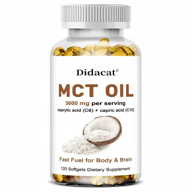 Oil MCT 3600 mg C8 C10 Capsules Keto Fuel Brain & Body Non-GMO