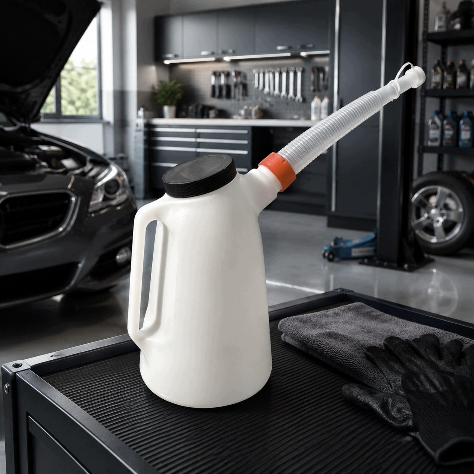 Oil Measuring Jug W/ Spout Leakproof Professional Funnels Auto Oil 4L