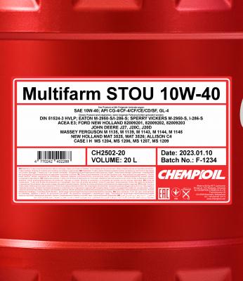 Oil for agriculture CHEMPIOIL Multifarm STOU 10W40 20L PL Manufacturer code CH2502-20