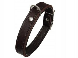 Oiled leather collar with wrapped leather lining Lord brown M Manufacturer code 0616D