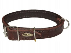 Oiled leather collar with wrapped leather lining Lord brown M