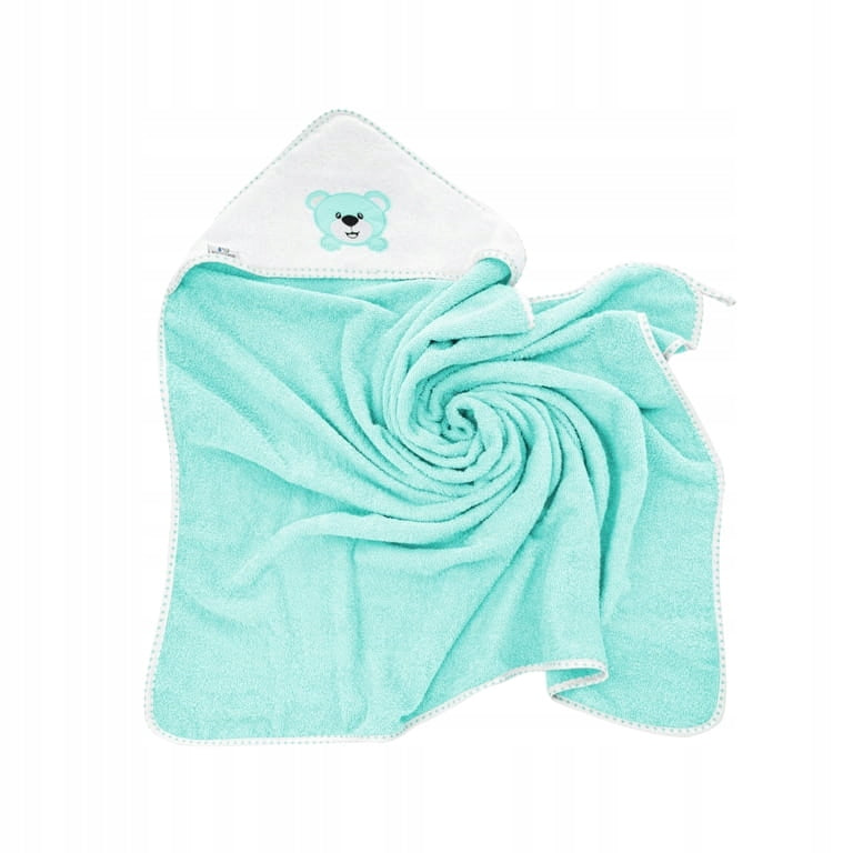 Bocioland Handtuch mit Kapuze Frottee 100x100, blau, Teddybär, BOC0223 
