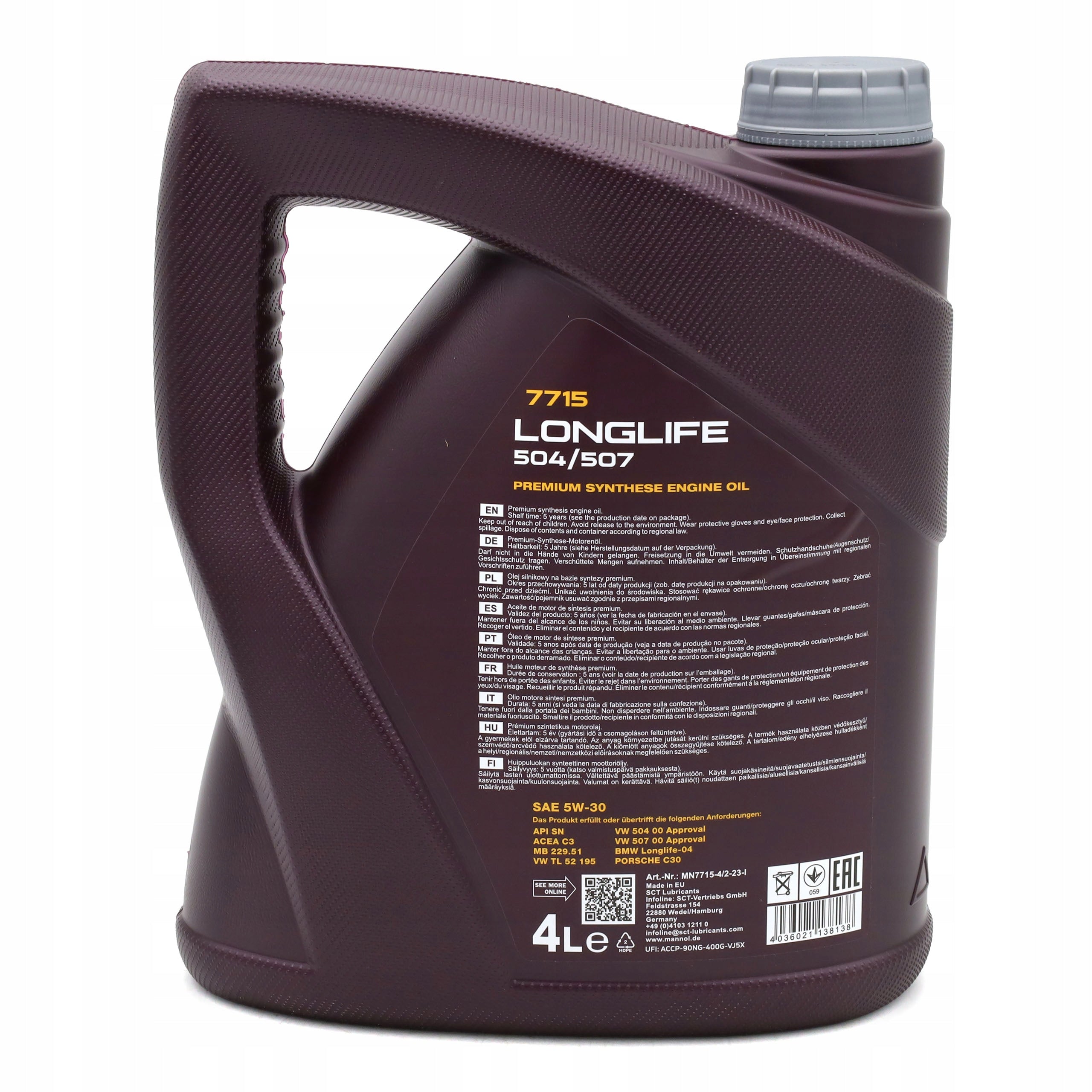 Mannol 7715 Long Life Life 504/507. 5W-30 API SN/CF 4L 