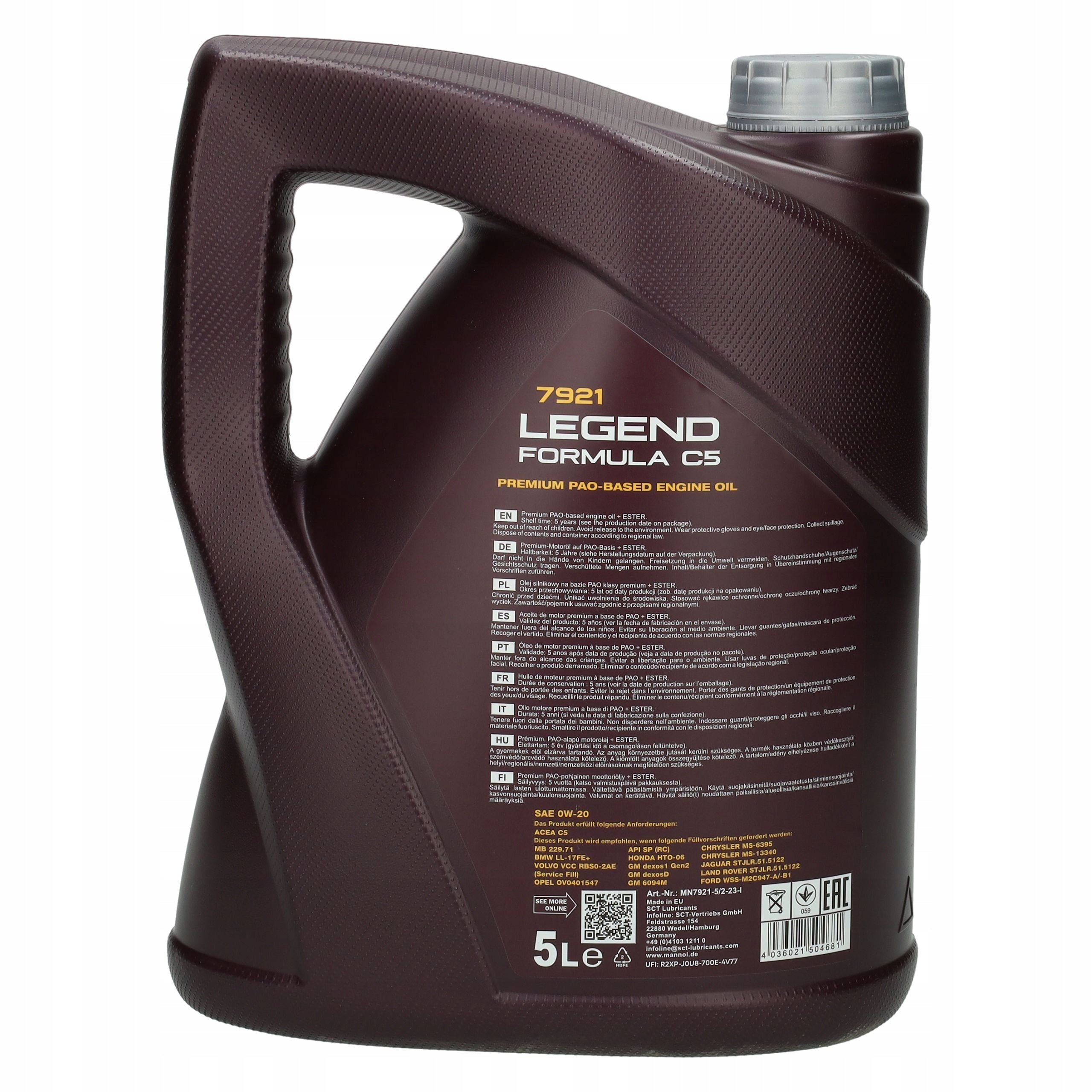 Mannol 7921 Legend Formula C5 0W-20 variklinė alyva, 5L