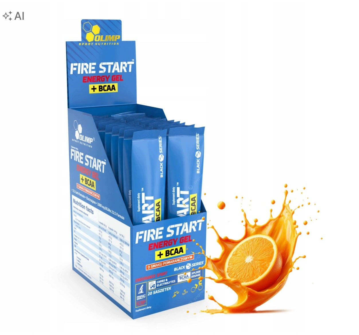 Olimp FIRE START ENERGY GEL + BCAA ENERGY GEL SACHET 20x36g Orange