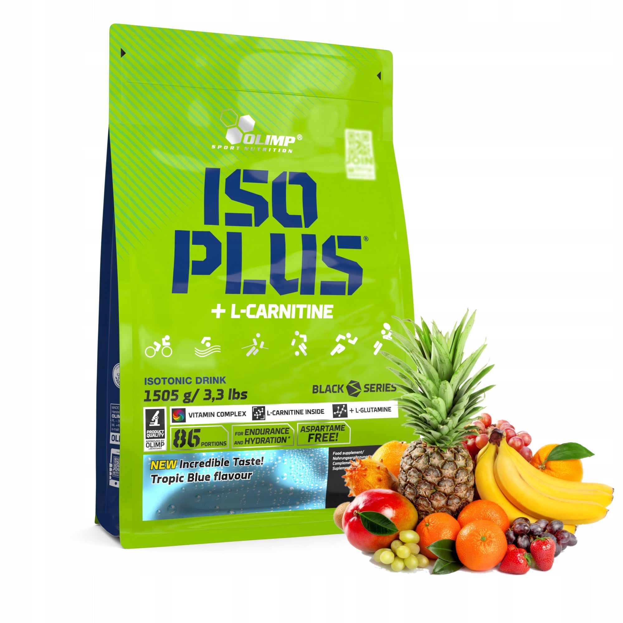 Olimp ISO PLUS ISOTONIC DRINK Hydration Electrolytes 1505g Tropic Blue EAN (GTIN) 5901330037924