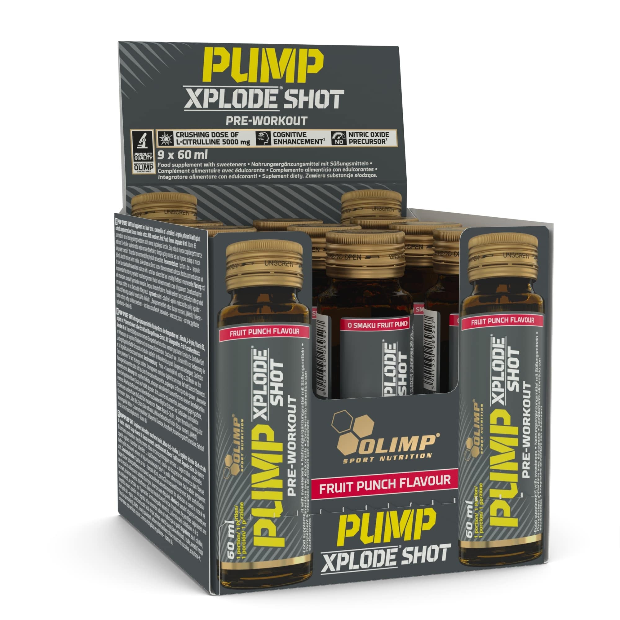 Olimp PUMP XPLODE SHOT 9x60ml ARGINATE CITRULINE Pre-workout Fruit Punch