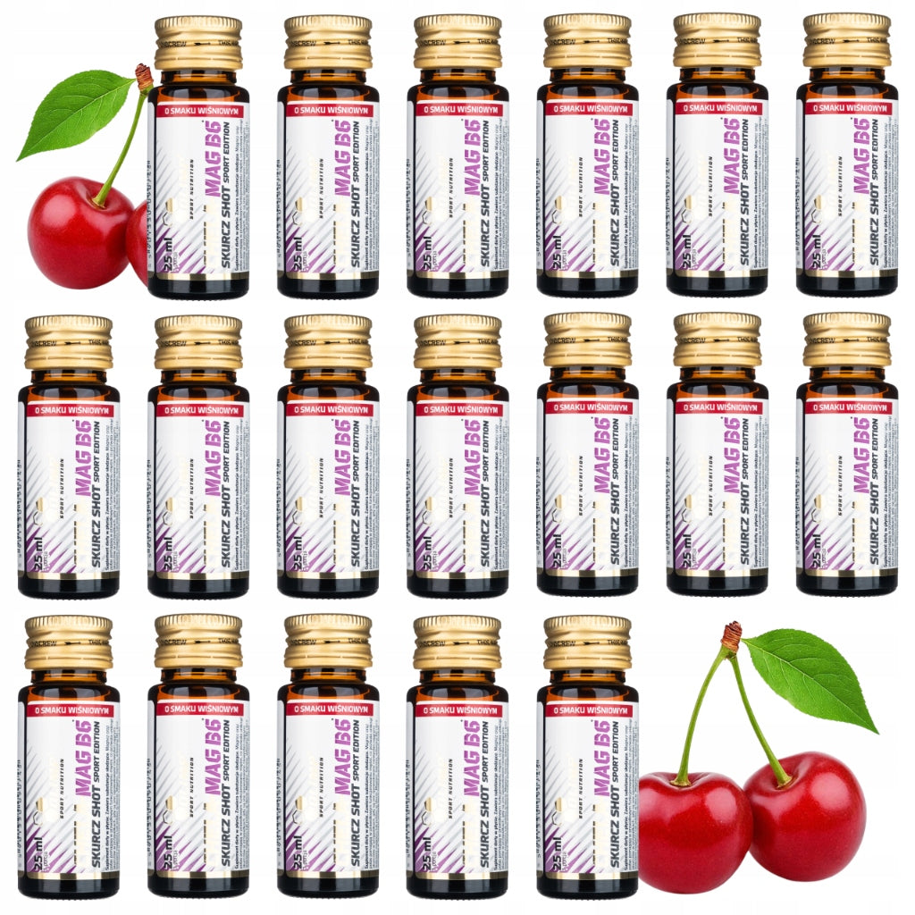 Olimp Set of 18x Chela Mag B6 Shrink Cherry Flavour Shot Sport Edition 25 ml