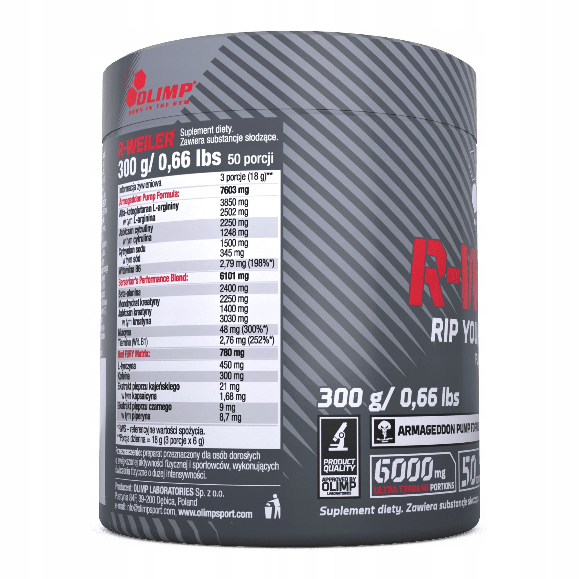 Olimp pre-workout conditioner R-Weiler powder 300 g taste red punch Manufacturer code 5901330079344