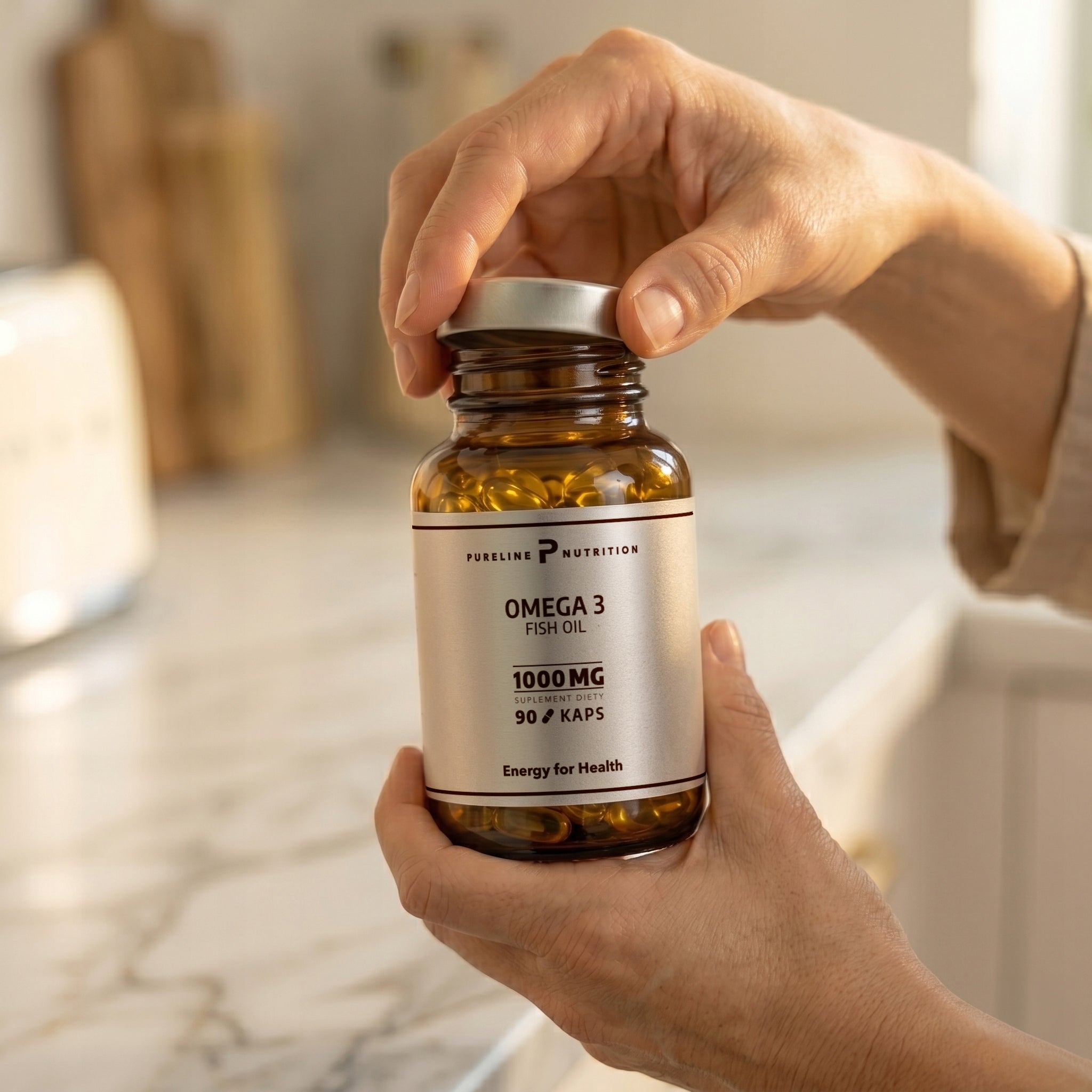 Omega 3 1000 mg TRIGLYCERIDE FISH OIL: 500 mg EPA + 250 mg DHA - 90 kaps Brand Pure Line Nutrition