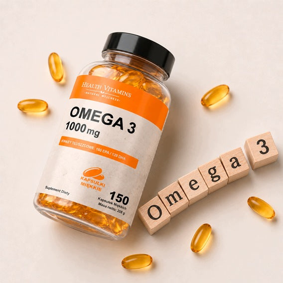 Omega 3 1000mg HEALTH VITAMINS 150 days supplementation EPA DHA LOW TOTOX Packaging status original