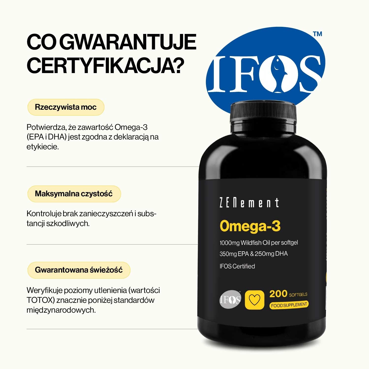 Omega-3 1000mg Wildfish Oil per softgel - 200 Softgels Brand Zenement